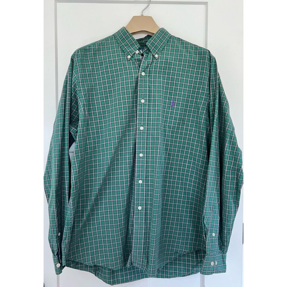 Ralph Lauren Classic Fit Button Down Shirt Green‎ Black 17/XL - Picture 1 of 10